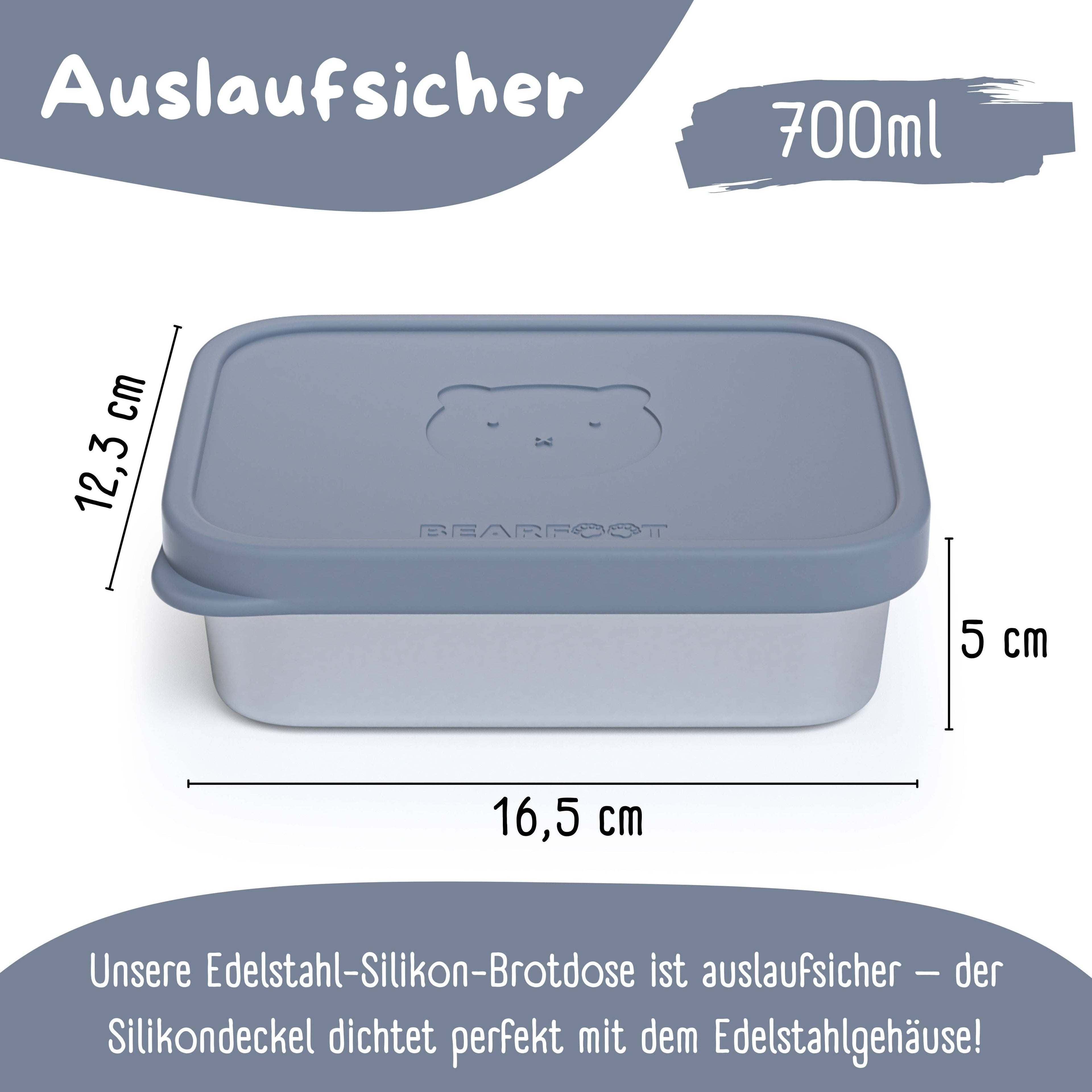 BEARFOOT Bento Stål Madkasse Med 4/6 Rum (justerbar) - Blue: 700 ml - Madkasse - MamaMilla